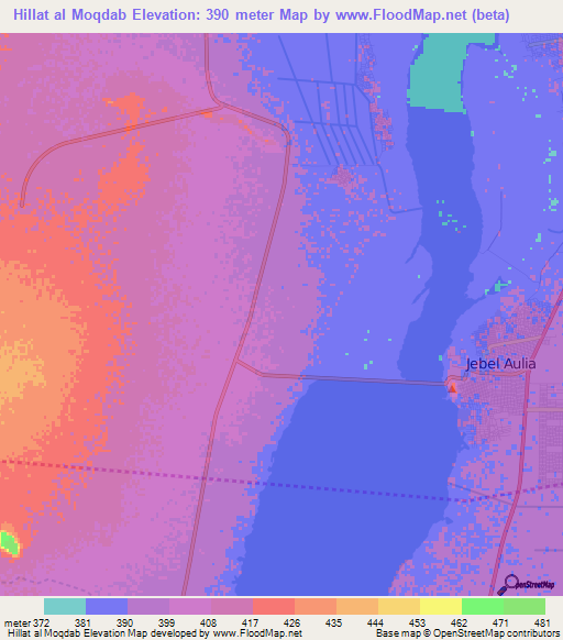 Hillat al Moqdab,Sudan Elevation Map