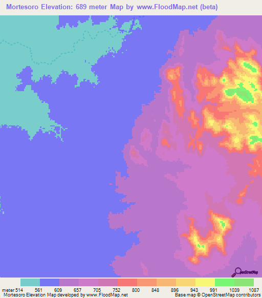 Mortesoro,Sudan Elevation Map