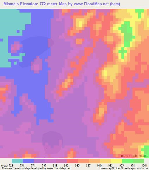 Mismeis,Sudan Elevation Map