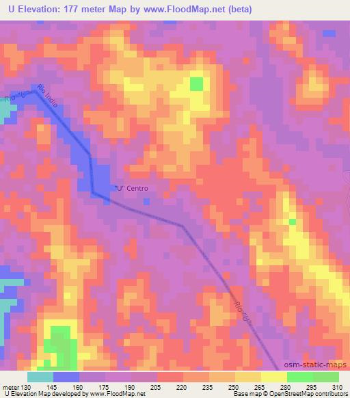 U,Panama Elevation Map