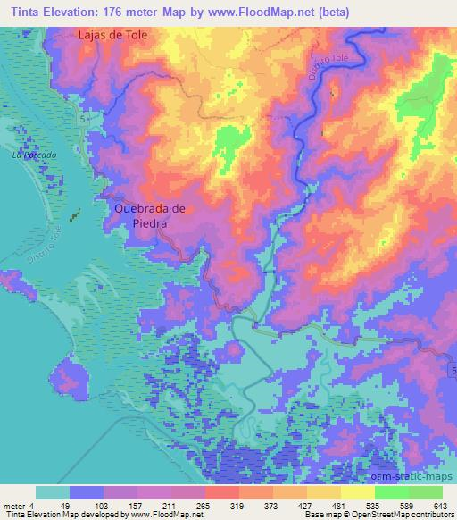 Tinta,Panama Elevation Map