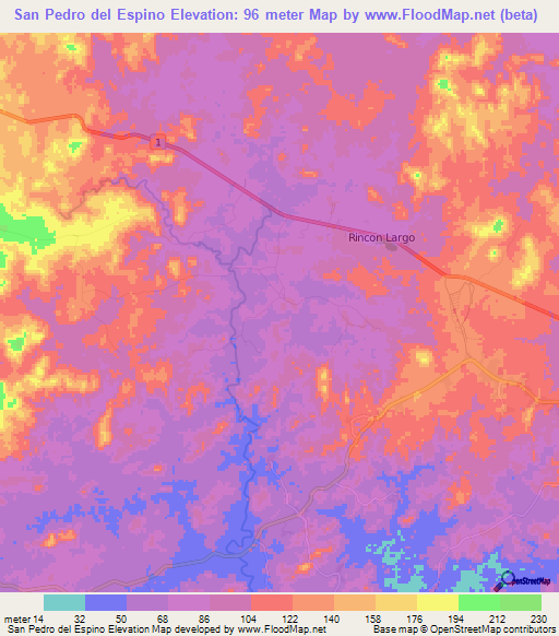 San Pedro del Espino,Panama Elevation Map