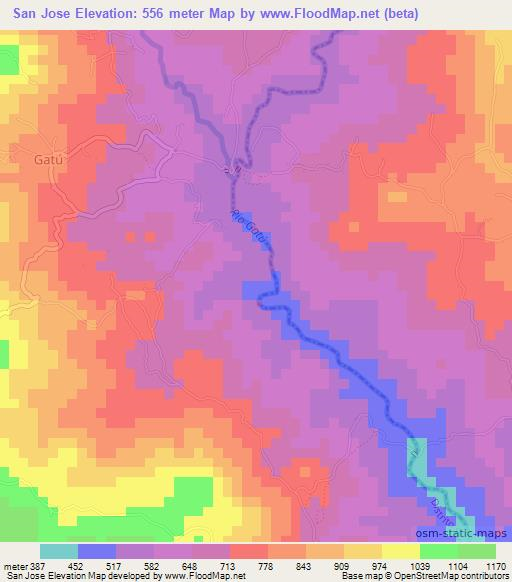 San Jose,Panama Elevation Map