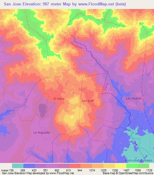San Jose,Panama Elevation Map