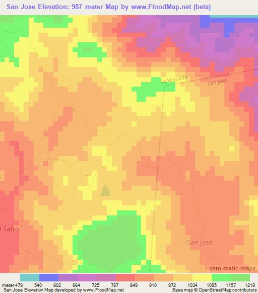 San Jose,Panama Elevation Map