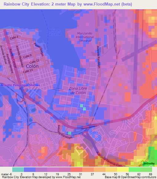 Rainbow City,Panama Elevation Map