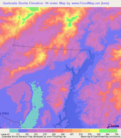 Elevation Of Quebrada Bonitapanama Elevation Map Topography Contour