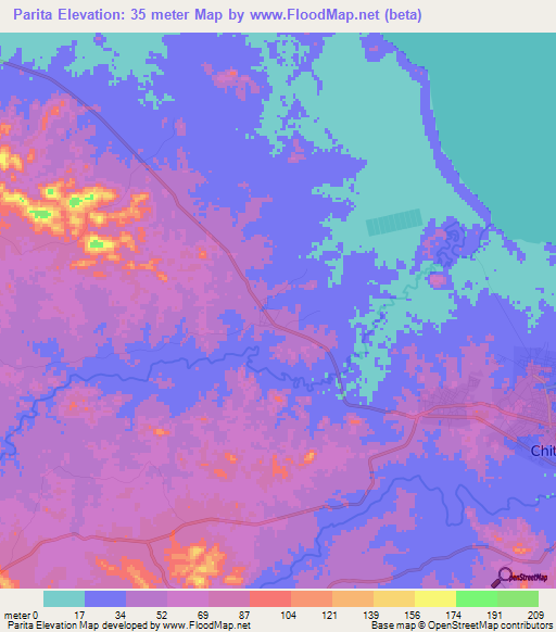 Parita,Panama Elevation Map