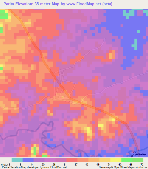 Parita,Panama Elevation Map