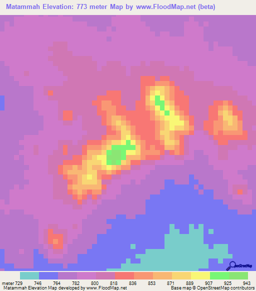 Matammah,Sudan Elevation Map