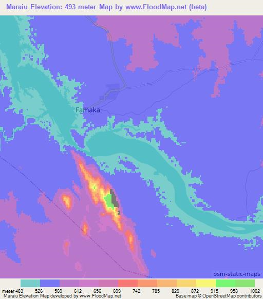 Maraiu,Sudan Elevation Map