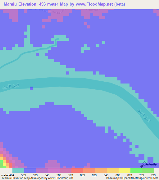 Maraiu,Sudan Elevation Map