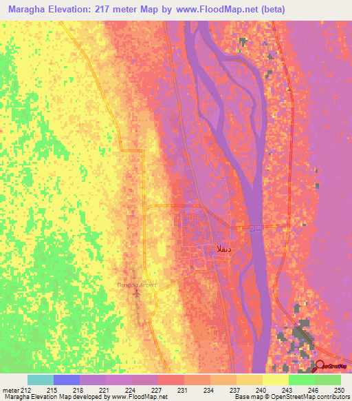 Maragha,Sudan Elevation Map