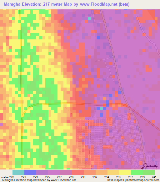 Maragha,Sudan Elevation Map