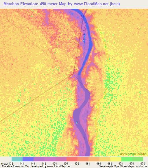 Marabba,Sudan Elevation Map