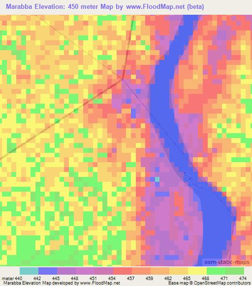 Marabba,Sudan Elevation Map