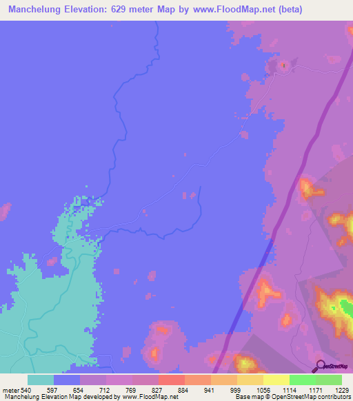 Manchelung,Sudan Elevation Map