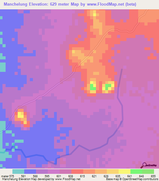 Manchelung,Sudan Elevation Map