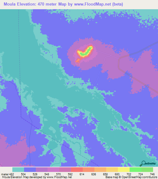 Moula,Sudan Elevation Map