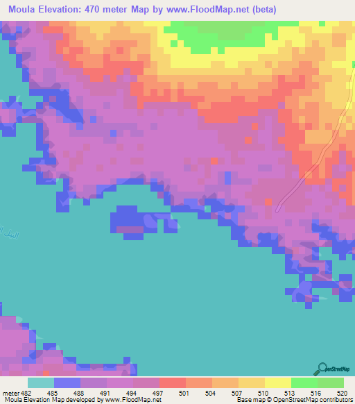 Moula,Sudan Elevation Map