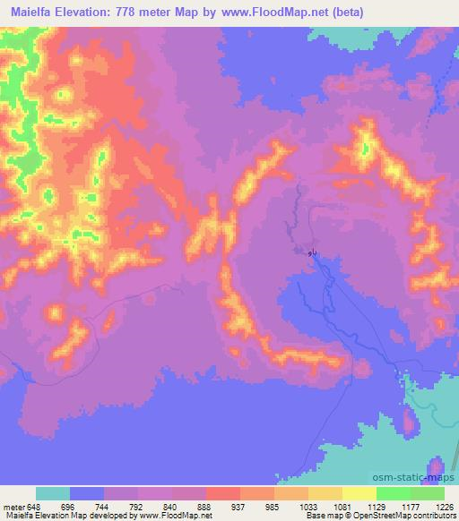 Maielfa,Sudan Elevation Map