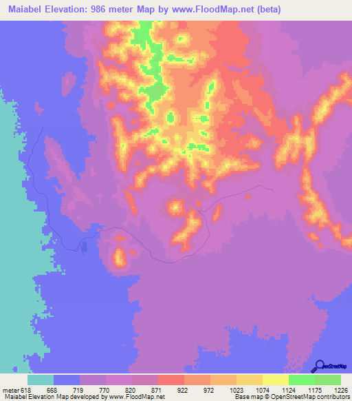 Maiabel,Sudan Elevation Map