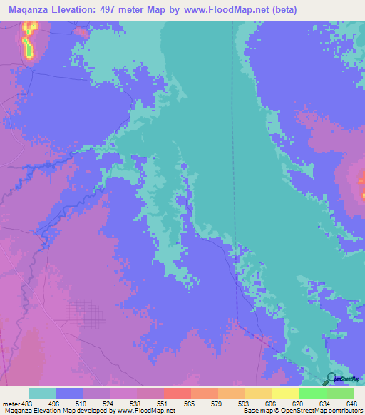 Maqanza,Sudan Elevation Map