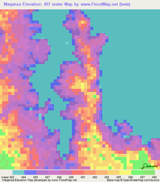 Maqanza,Sudan Elevation Map