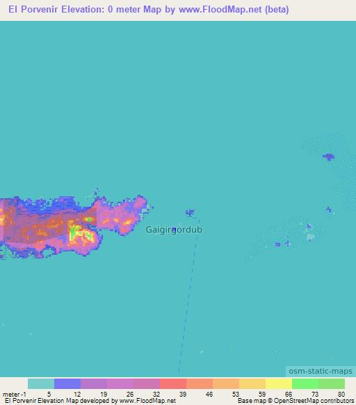 El Porvenir,Panama Elevation Map