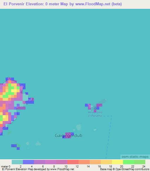 El Porvenir,Panama Elevation Map