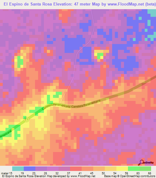 El Espino de Santa Rosa,Panama Elevation Map