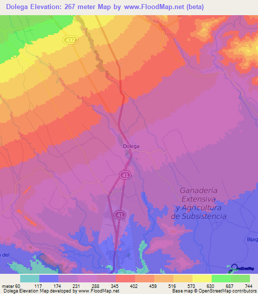 Dolega,Panama Elevation Map