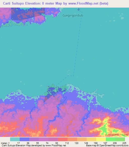 Carti Suitupo,Panama Elevation Map