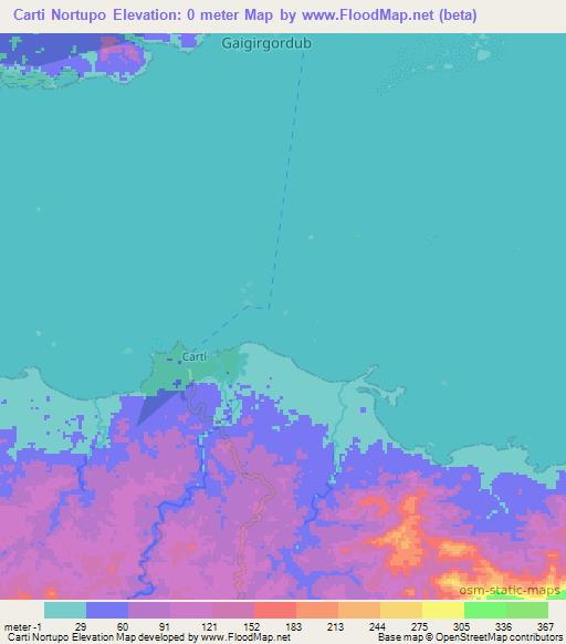 Elevation of Carti Nortupo,Panama Elevation Map, Topography, Contour