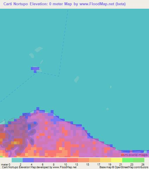 Carti Nortupo,Panama Elevation Map