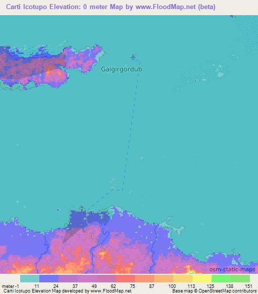 Carti Icotupo,Panama Elevation Map