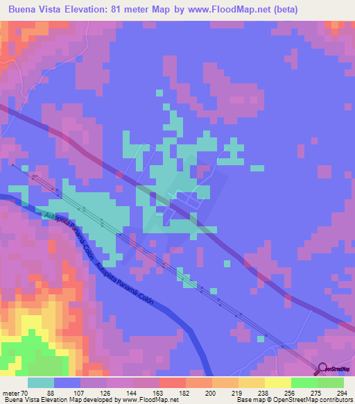 Buena Vista,Panama Elevation Map