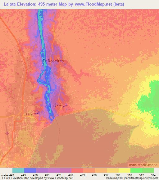 La`ota,Sudan Elevation Map