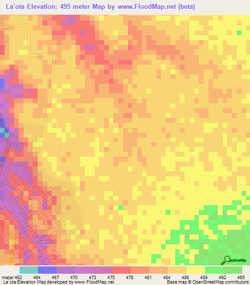 La`ota,Sudan Elevation Map