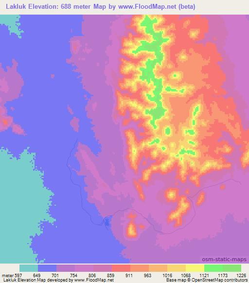 Lakluk,Sudan Elevation Map