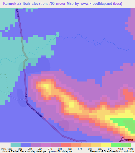 Kurmuk Zaribah,Sudan Elevation Map