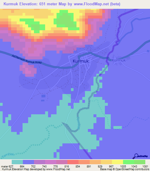 Kurmuk,Sudan Elevation Map