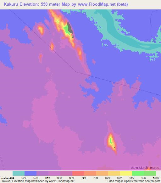 Kukuru,Sudan Elevation Map