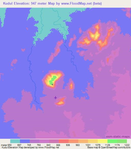 Kudul,Sudan Elevation Map