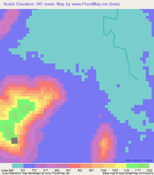 Kudul,Sudan Elevation Map