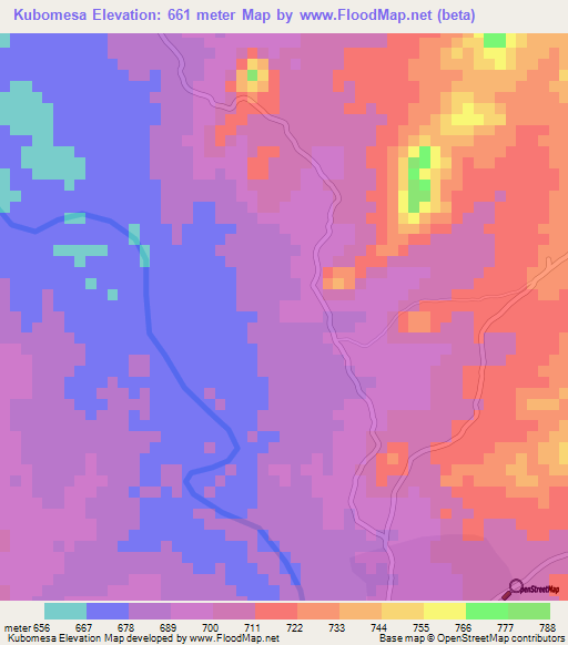 Kubomesa,Sudan Elevation Map