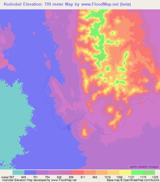 Kodrobel,Sudan Elevation Map