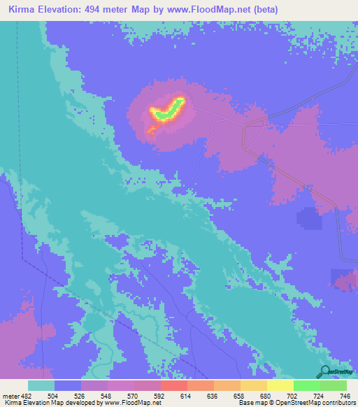 Kirma,Sudan Elevation Map