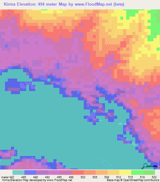 Kirma,Sudan Elevation Map