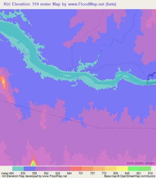 Kiri,Sudan Elevation Map